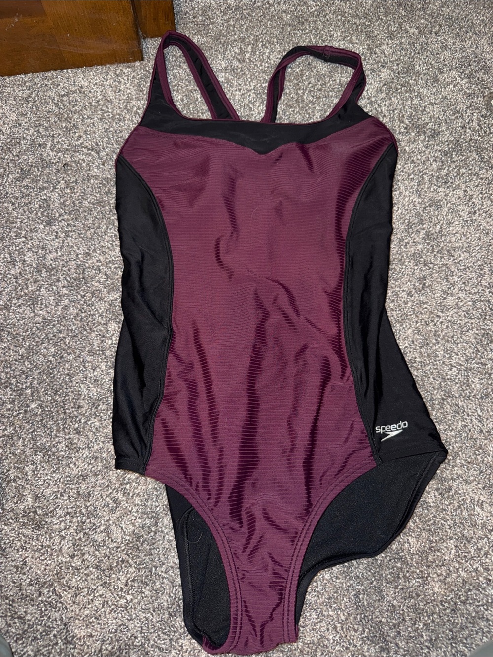 Speedo Burgundy and Black Women’s One-Piece Swimsuit